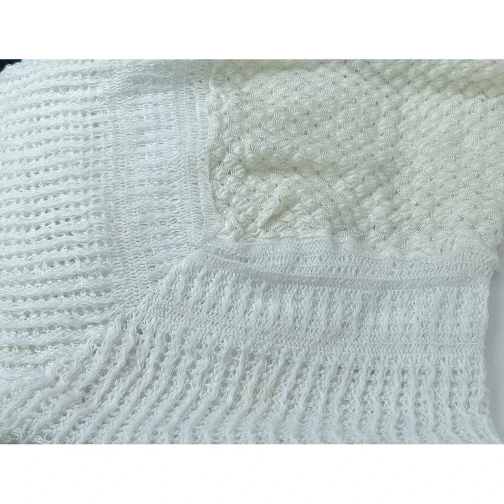 Vintage White Baby Blanket Lace Knit Christening Shower Gift Delicate Baptism 80